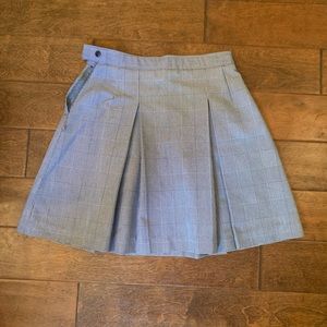 Navy shadow plaid center box pleat. Dennis uniform skirt.